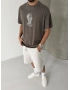 Kahverengi Baskılı Oversize T-shirt