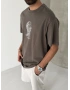 Kahverengi Baskılı Oversize T-shirt