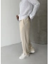 Krem Premium Keten Bol Kalıp Baggy