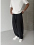 Siyah Yıkamalı Pileli Süper Baggy