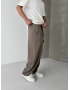 Kahve Yıkamalı Pileli Süper Baggy