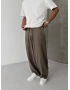 Kahve Yıkamalı Pileli Süper Baggy