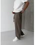 Kahve Yıkamalı Pileli Süper Baggy