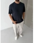 Siyah Modal Kumaş Regular T-shirt