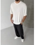 Beyaz Modal Kumaş Oversize T-shirt