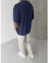 Lacivert Modal Kumaş Oversize T-shirt