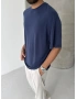 Lacivert Modal Kumaş Oversize T-shirt