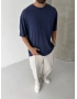 Lacivert Modal Kumaş Oversize T-shirt