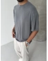 Gri Modal Kumaş Oversize T-shirt
