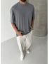 Gri Modal Kumaş Oversize T-shirt