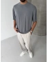 Gri Modal Kumaş Oversize T-shirt