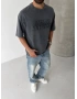 Antrasit Yıkamalı Kabartmalı Oversize T-shirt