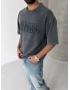 Antrasit Yıkamalı Kabartmalı Oversize T-shirt