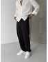 Siyah Regular Kalıp Keten Baggy