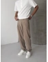 Sütlü Kahve Retro Tensel Pileli Baggy