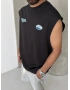 Siyah Baskı Detay Oversize Atlet