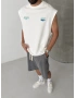 Beyaz Baskı Detay Oversize Atlet