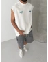 Beyaz Baskı Detay Oversize Atlet