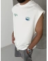 Beyaz Baskı Detay Oversize Atlet