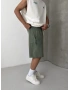 Haki Yıkamalı Bol Kalıp Şort