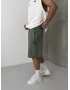 Haki Yıkamalı Bol Kalıp Şort