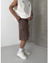 Kahve Yıkamalı Bol Kalıp Şort