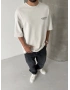 Ice Gri Baskılı Yıkamalı Oversize T-Shirt