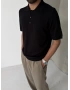 Siyah Polo Yaka İnce Triko T-shirt