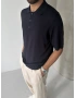 Lacivert Polo Yaka İnce Triko T-shirt