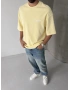 Sarı Baskılı Yıkamalı Oversize T-shirt