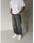 Koyu Yeşil Eskitme Baggy Jean