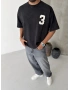 Siyah 3 Baskı Yıkamalı T-shirt