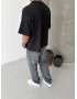 Siyah 3 Baskı Yıkamalı T-shirt
