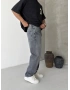 Gri Premium Yıkamalı Baggy Jean