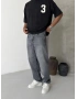 Gri Premium Yıkamalı Baggy Jean