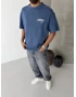 Mavi Yıkamalı Stüdio Oversize T-shirt
