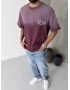 Bordo Yıkamalı Baskılı Oversize T-shirt