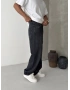 Siyah Eskitme Nakış Bol Kalıp Baggy Jean