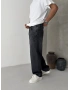 Siyah Eskitme Nakış Bol Kalıp Baggy Jean