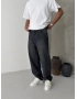 Siyah Eskitme Nakış Bol Kalıp Baggy Jean