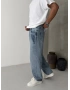 Mavi Eskitme Nakış Bol Kalıp Baggy Jean