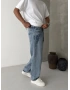 Mavi Eskitme Nakış Bol Kalıp Baggy Jean