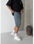 Mavi Yırtık Denim Bol Kalıp Şort