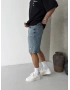 Mavi Yırtık Denim Bol Kalıp Şort