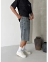 Eskitme Mavi Bol Kalıp Baggy Şort