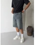 Eskitme Mavi Bol Kalıp Baggy Şort