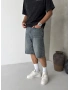 Eskitme Mavi Bol Kalıp Baggy Şort
