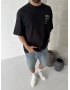 Siyah Mask Baskılı Oversize T-shirt