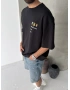 Siyah Mask Baskılı Oversize T-shirt