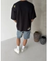 Siyah Mask Baskılı Oversize T-shirt